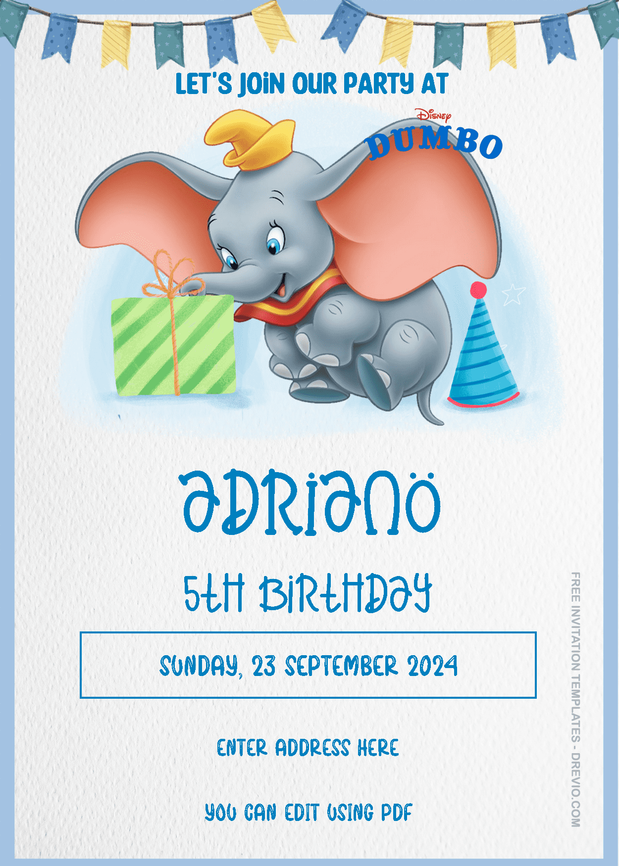Dumbo Birthday Invitation Templates Three