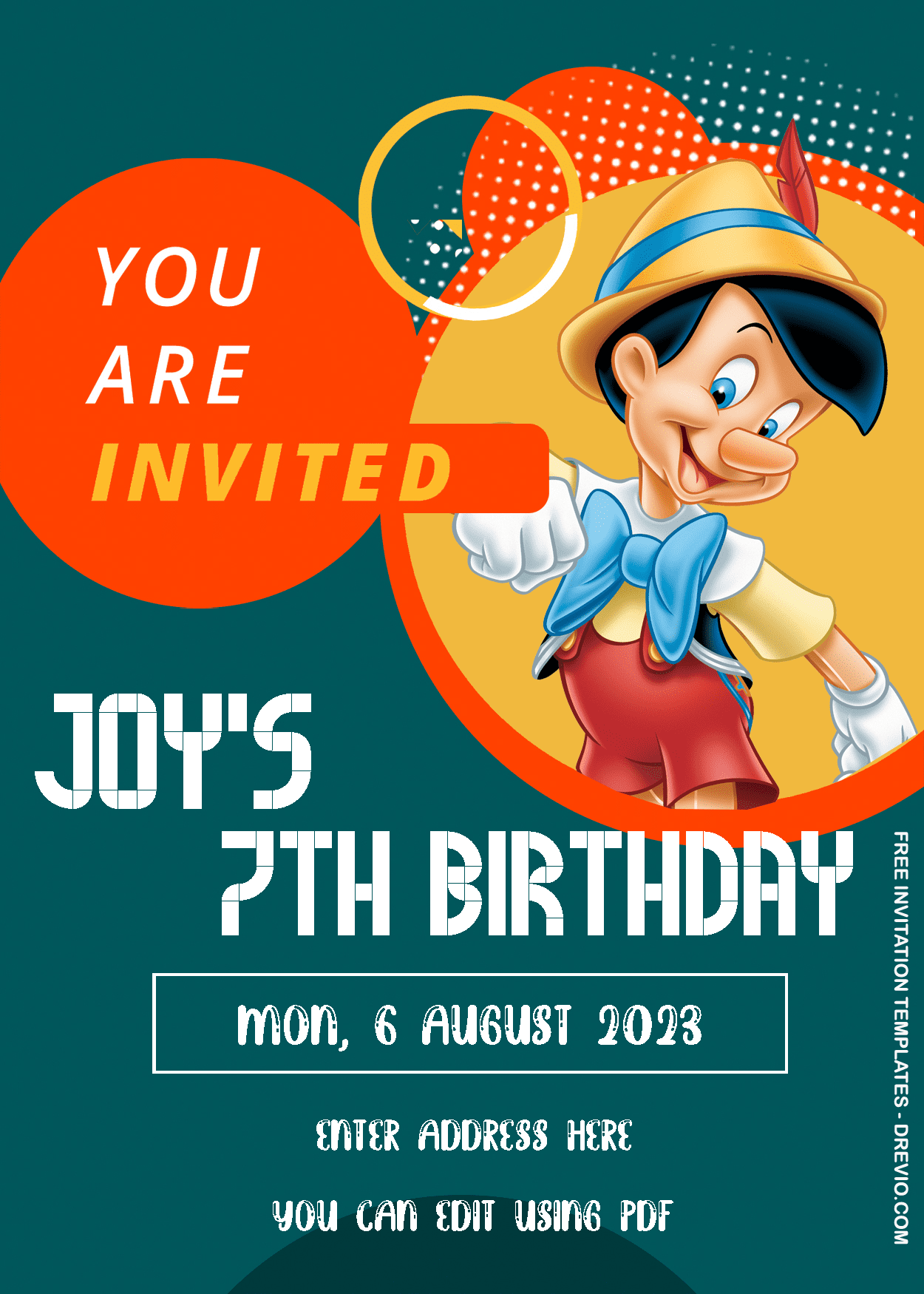 Pinocchio Birthday Invitation Templates Three