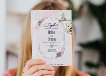 (Free Editable PDF) Pure White Sweet Pea Floral Wedding Invitation Templates with