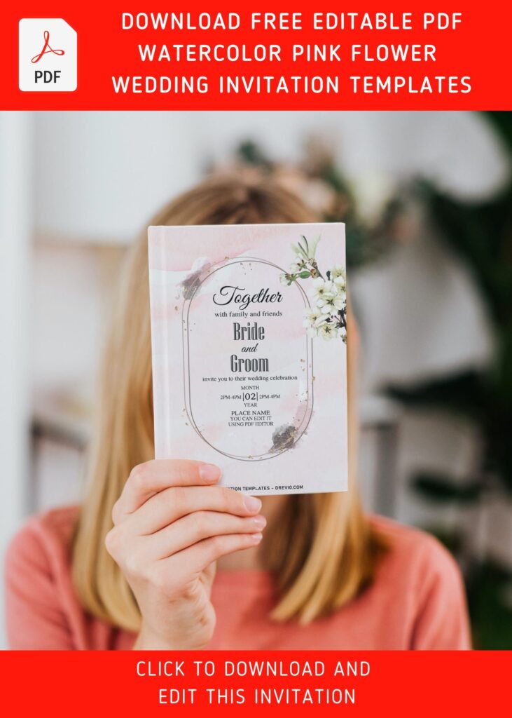 (Free Editable PDF) Pure White Sweet Pea Floral Wedding Invitation Templates with
