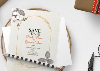 (Free Editable PDF) Splendid Dried Foliage And Orchid Invitation Templates with beautiful white orchids