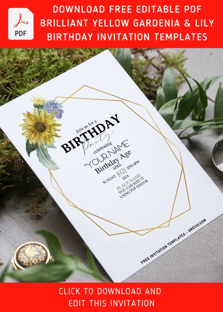 Invitation Template of (Free Editable PDF) Brilliant Summer Fresh Flowers Birthday Invitation Templates 3