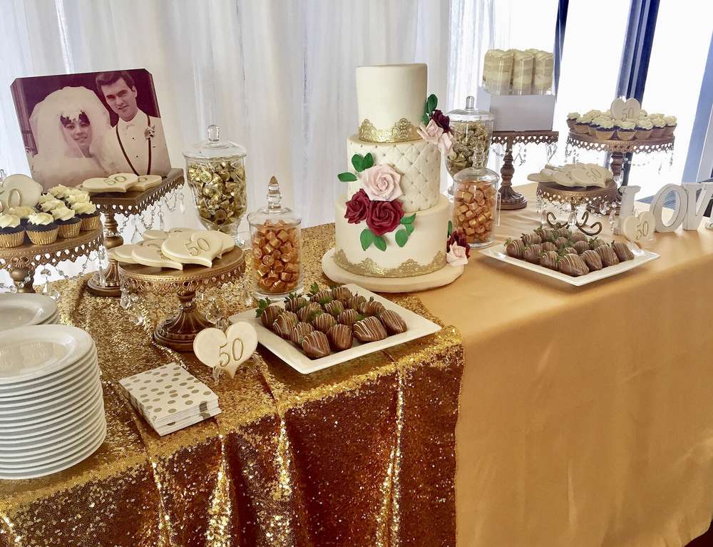 50th Anniversary Party Dessert Table (Credit: Catch My Party)