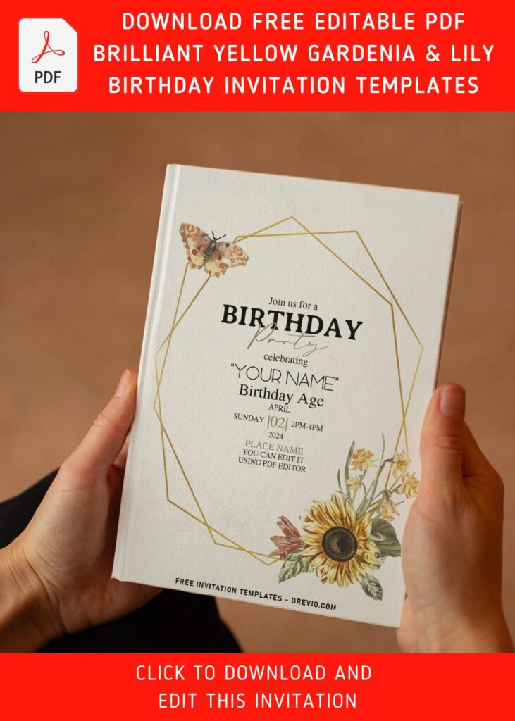 Invitation Template of (Free Editable PDF) Brilliant Summer Fresh Flowers Birthday Invitation Templates 2