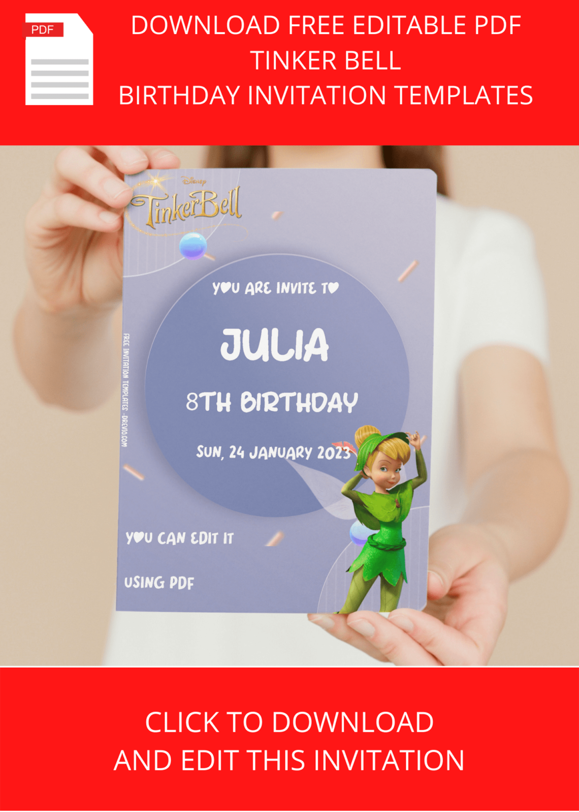 ( Free Editable PDF ) TinkerBell Birthday Invitation Templates - Drevio ...