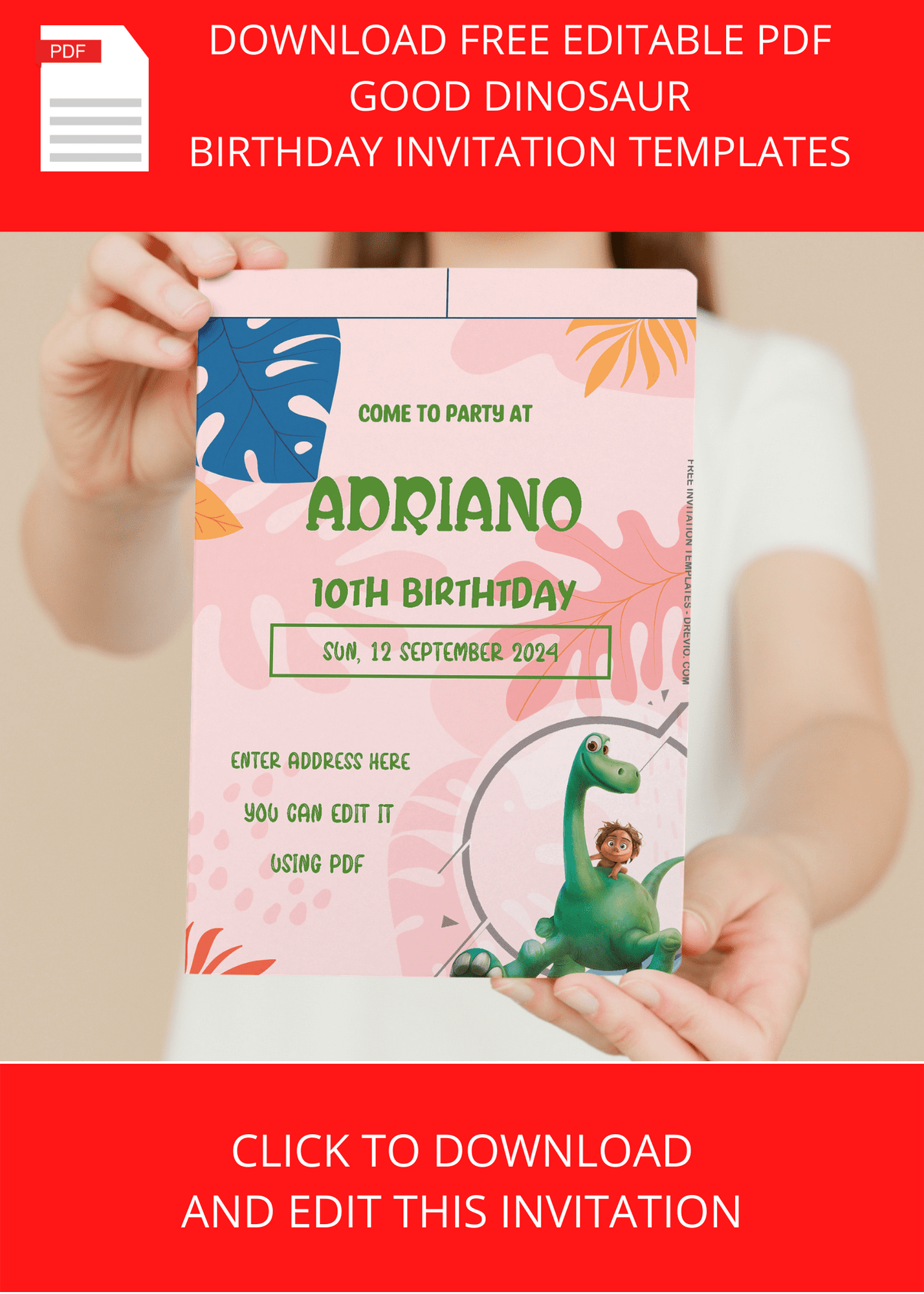 The Good Dinosaur Birthday Invitation Templates Example Seven