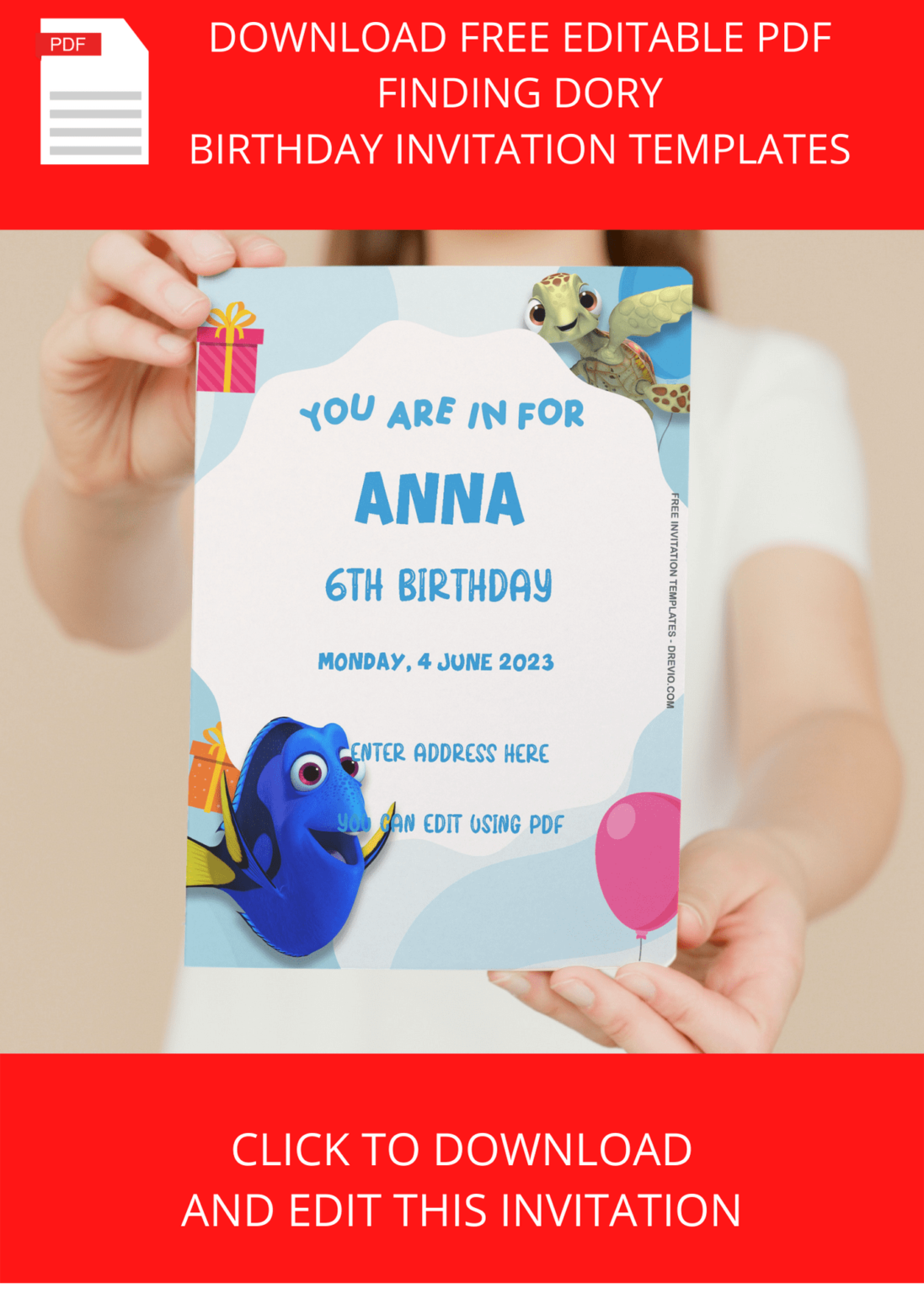 ( Free Editable PDF ) Finding Dory Birthday Invitation Templates ...