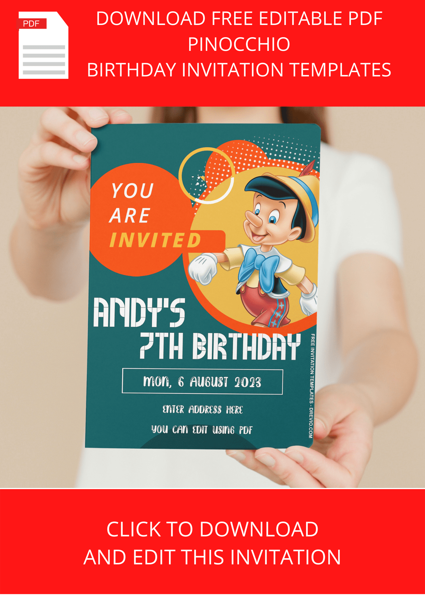 Pinocchio Birthday Invitation Templates Example Seven