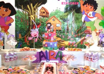 Dora Themed Birthday Party Decoration (Credit: abbycreativedesigns)