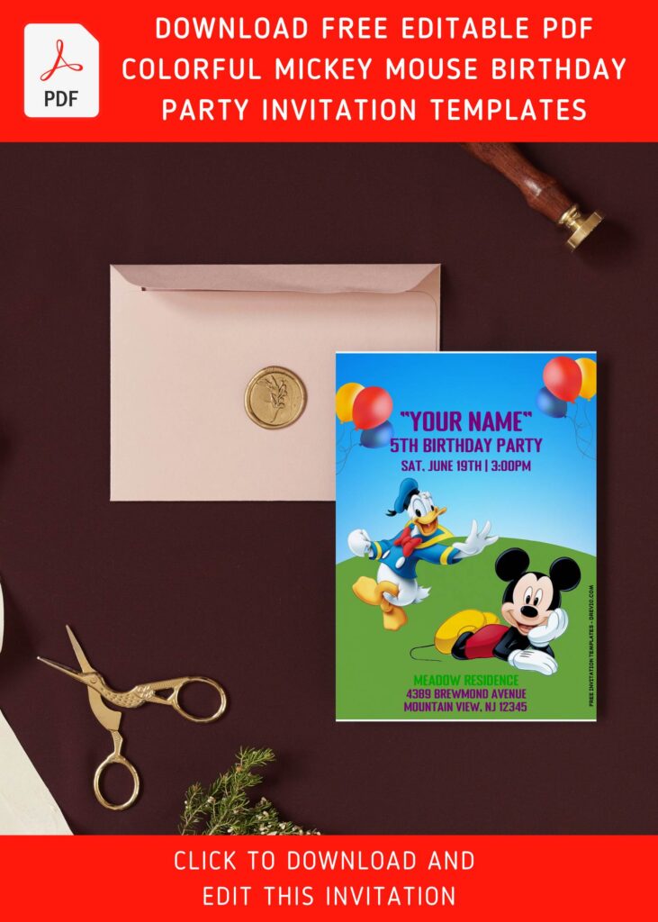 Invitation Template of (Free Editable PDF) Colorful Mickey Mouse Clubhouse Birthday Invitation Templates 2