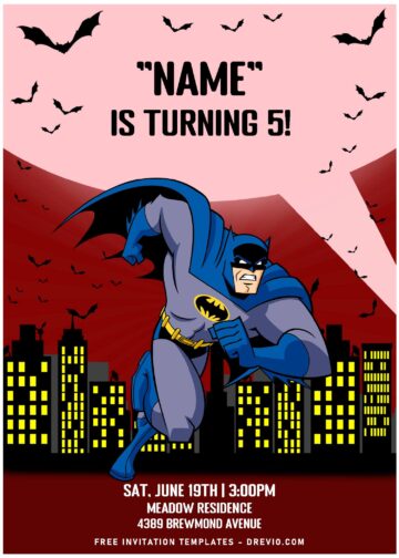 (Free Editable PDF) Awesome Gotham City Batman Birthday Invitation ...