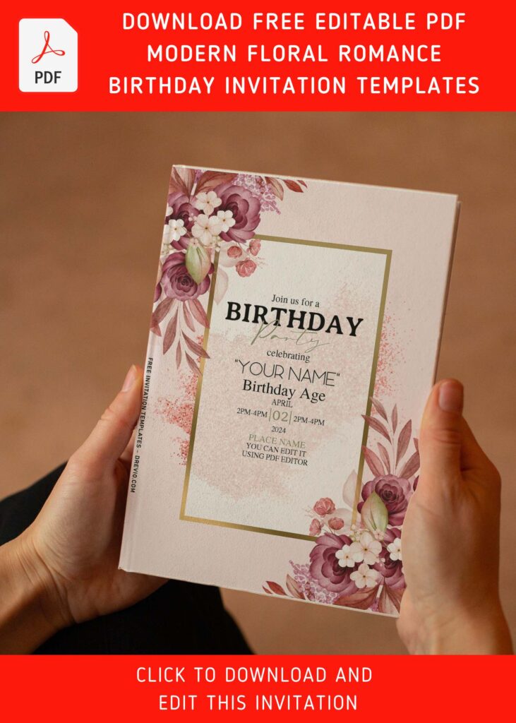 Invitation Template of (Free Editable PDF) Floral Romance Birthday Invitation Templates 5