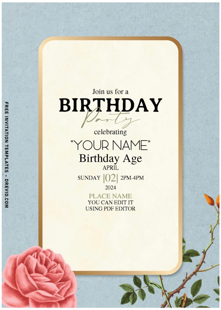 (Free Editable PDF) Carnation And Poppy Blooms Garden Birthday Invitation Templates