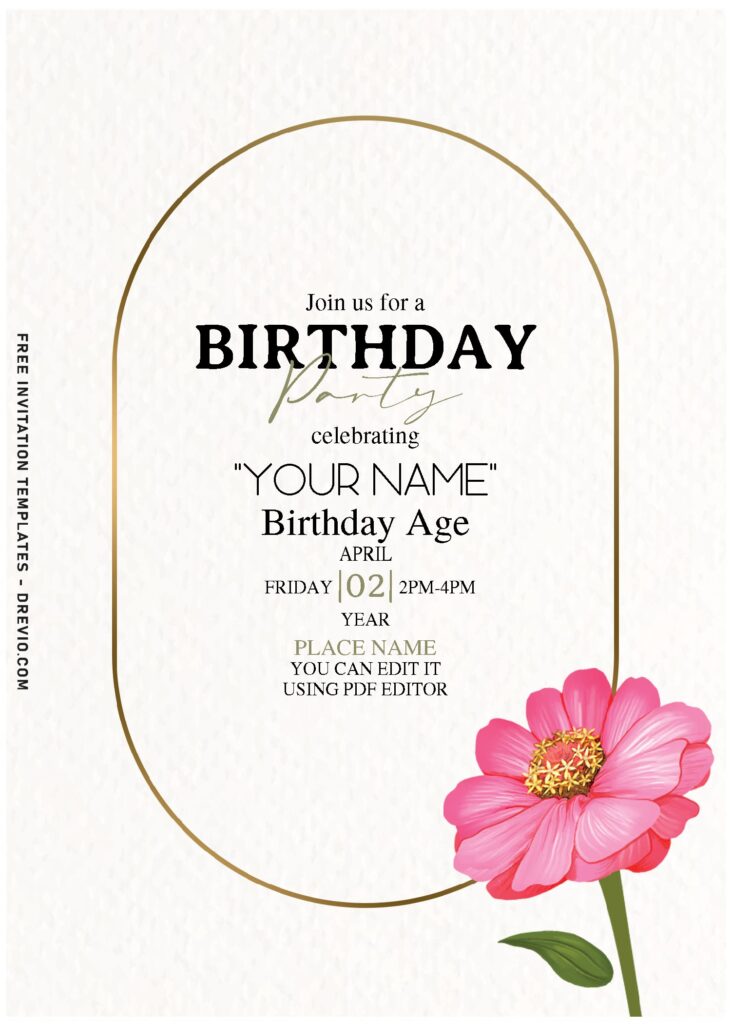 (Free Editable PDF) Classy Spring Daisy Flower Birthday Invitation Templates with elegant script