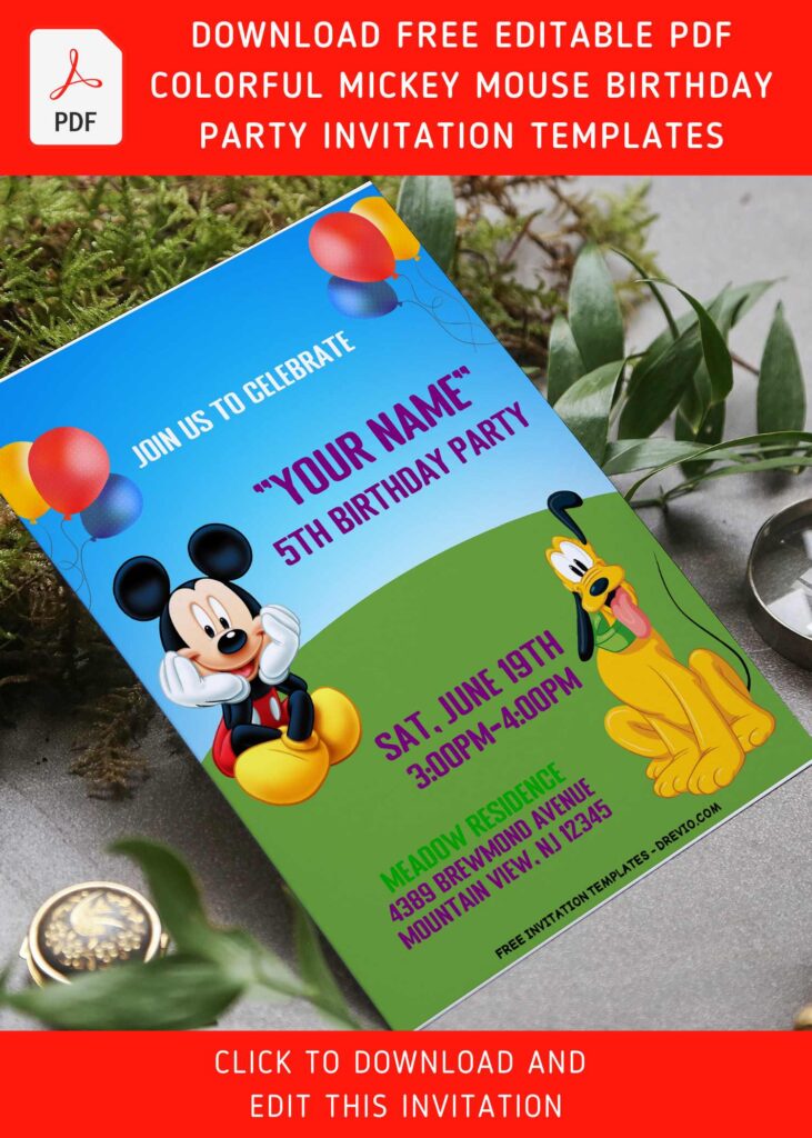 Invitation Template of (Free Editable PDF) Colorful Mickey Mouse Clubhouse Birthday Invitation Templates 1