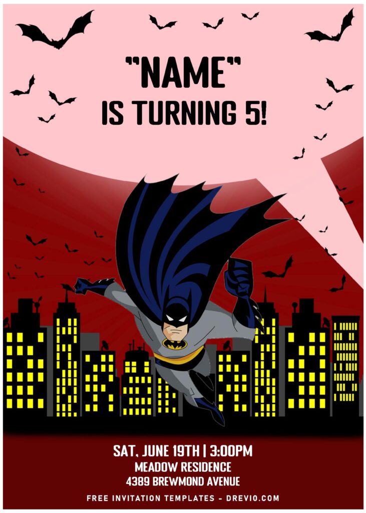 (Free Editable PDF) Awesome Gotham City Batman Birthday Invitation Templates with editable text