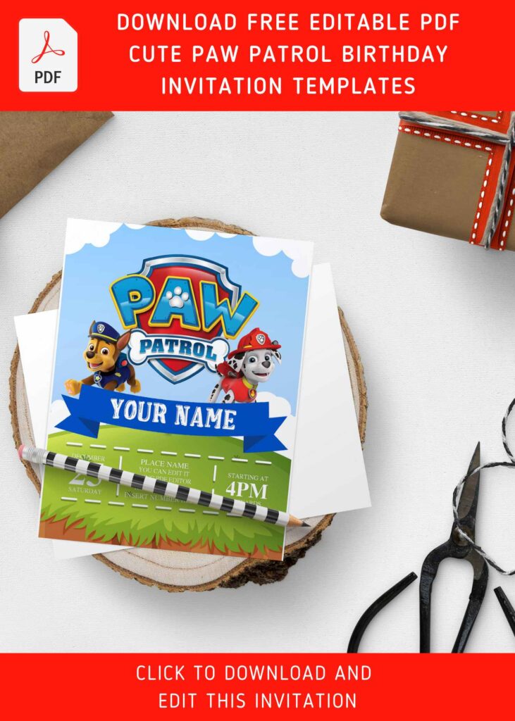 Invitation Template of (Free Editable PDF) Playful Paw Patrol Birthday Invitation Templates For Preschooler 2