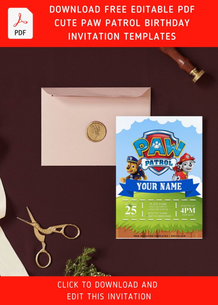 Invitation Template of (Free Editable PDF) Playful Paw Patrol Birthday Invitation Templates For Preschooler 1