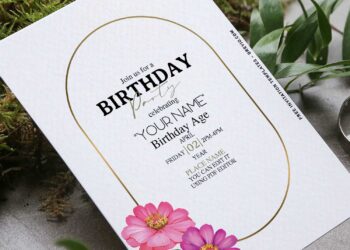 (Free Editable PDF) Classy Spring Daisy Flower Birthday Invitation Templates with portrait orientation