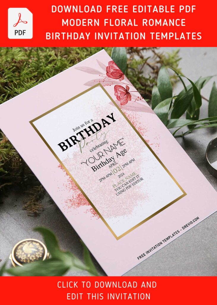 Invitation Template of (Free Editable PDF) Floral Romance Birthday Invitation Templates 4