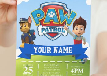 (Free Editable PDF) Playful Paw Patrol Birthday Invitation Templates For Preschooler with