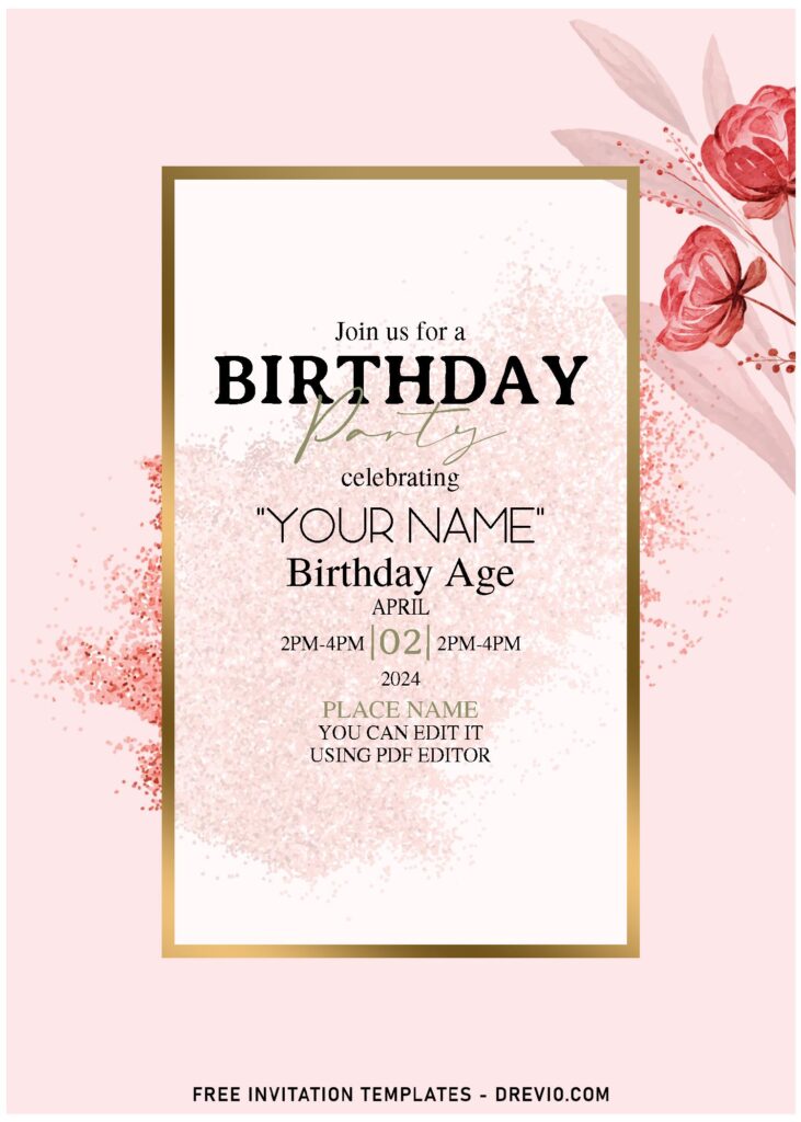 (Free Editable PDF) Floral Romance Birthday Invitation Templates