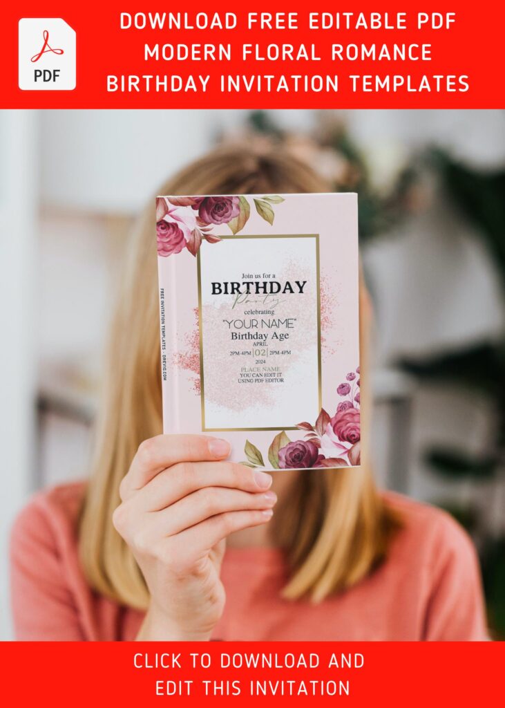 Invitation Template of (Free Editable PDF) Floral Romance Birthday Invitation Templates 3