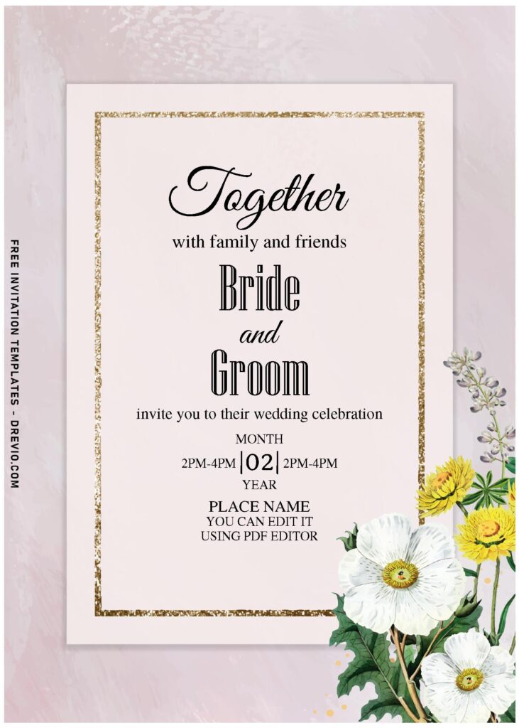 (Free Editable PDF) Pristine Camellia And White Poppy Invitation Templates with gorgeous white poppy flowers
