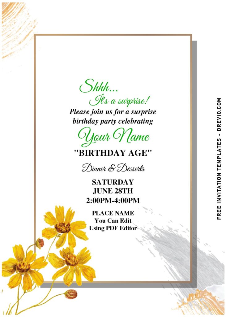 (Free Editable PDF) Romantic Pansy & Carnation Floral Invitation Templates with pure white background