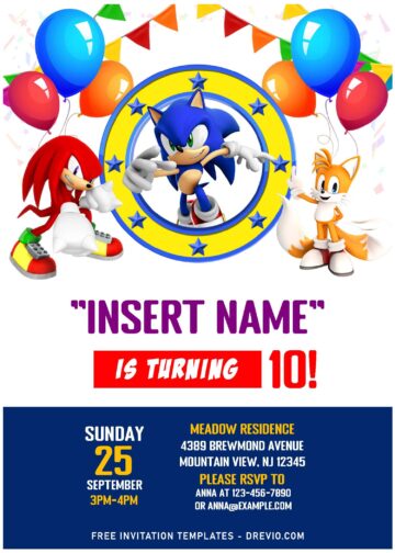 (Free Editable PDF) The Spiky Quickster Sonic The Hedgehog 2 Birthday ...