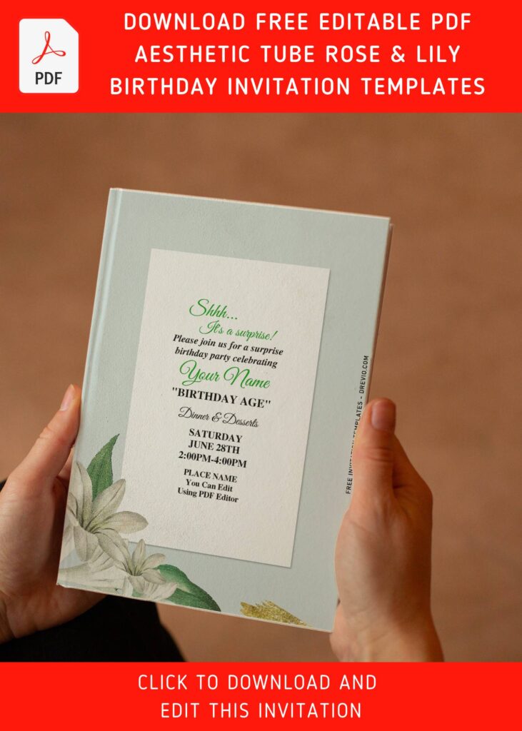 Invitation Template of (Free Editable PDF) Whimsical Tube Rose & Lily Invitation Templates 1