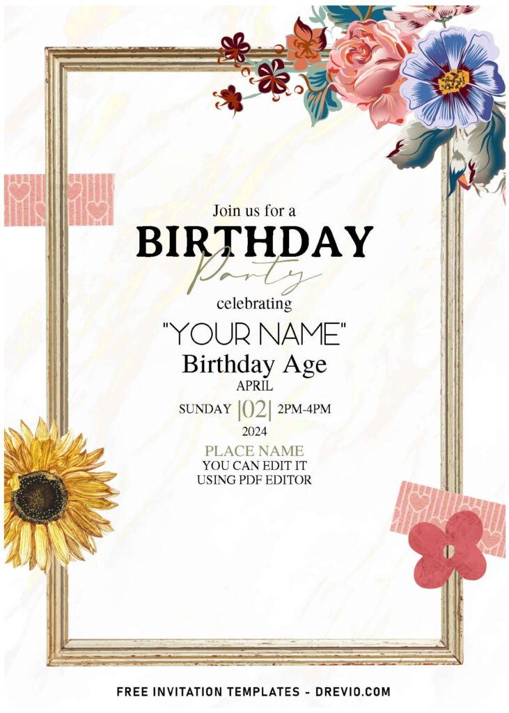 Invitation Template of (Free Editable PDF) Creative Summer Boho Floral Birthday Invitation Templates 1