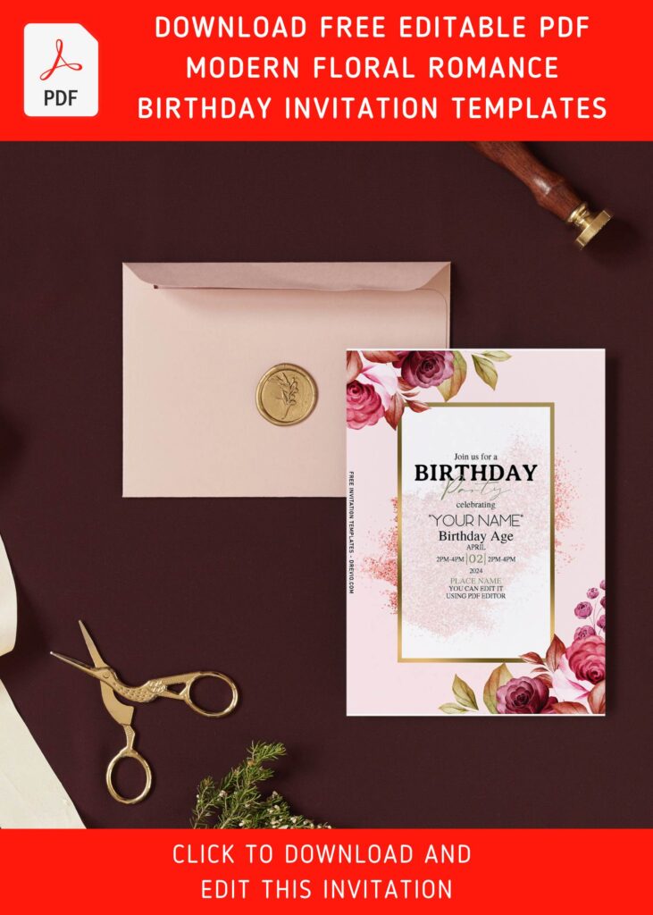 Invitation Template of (Free Editable PDF) Floral Romance Birthday Invitation Templates 1