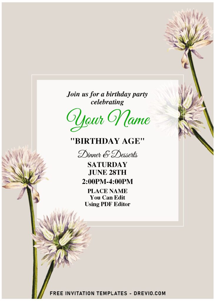 (Free Editable PDF) Whimsical Garden Romance Birthday Invitation Templates with bulltounge flowers