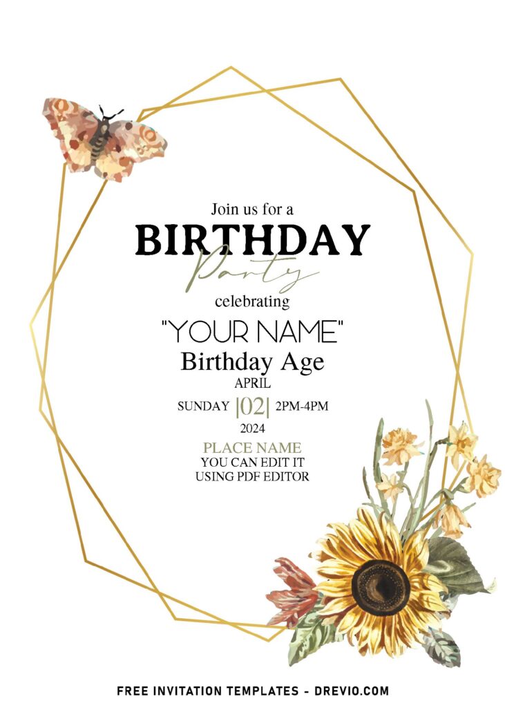 (Free Editable PDF) Brilliant Summer Fresh Flowers Birthday Invitation Templates