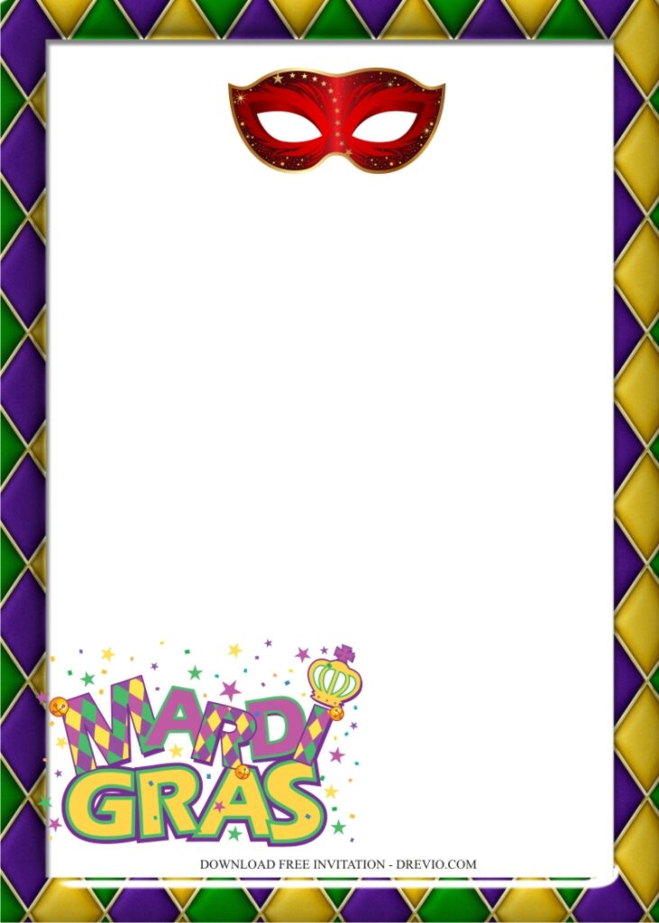 Invitation Template of Ideas For Hosting an Epic Mardi Gras Themed Party 1