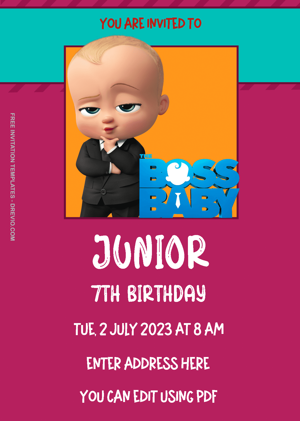 Boss Baby Birthday Invitation Templates One 