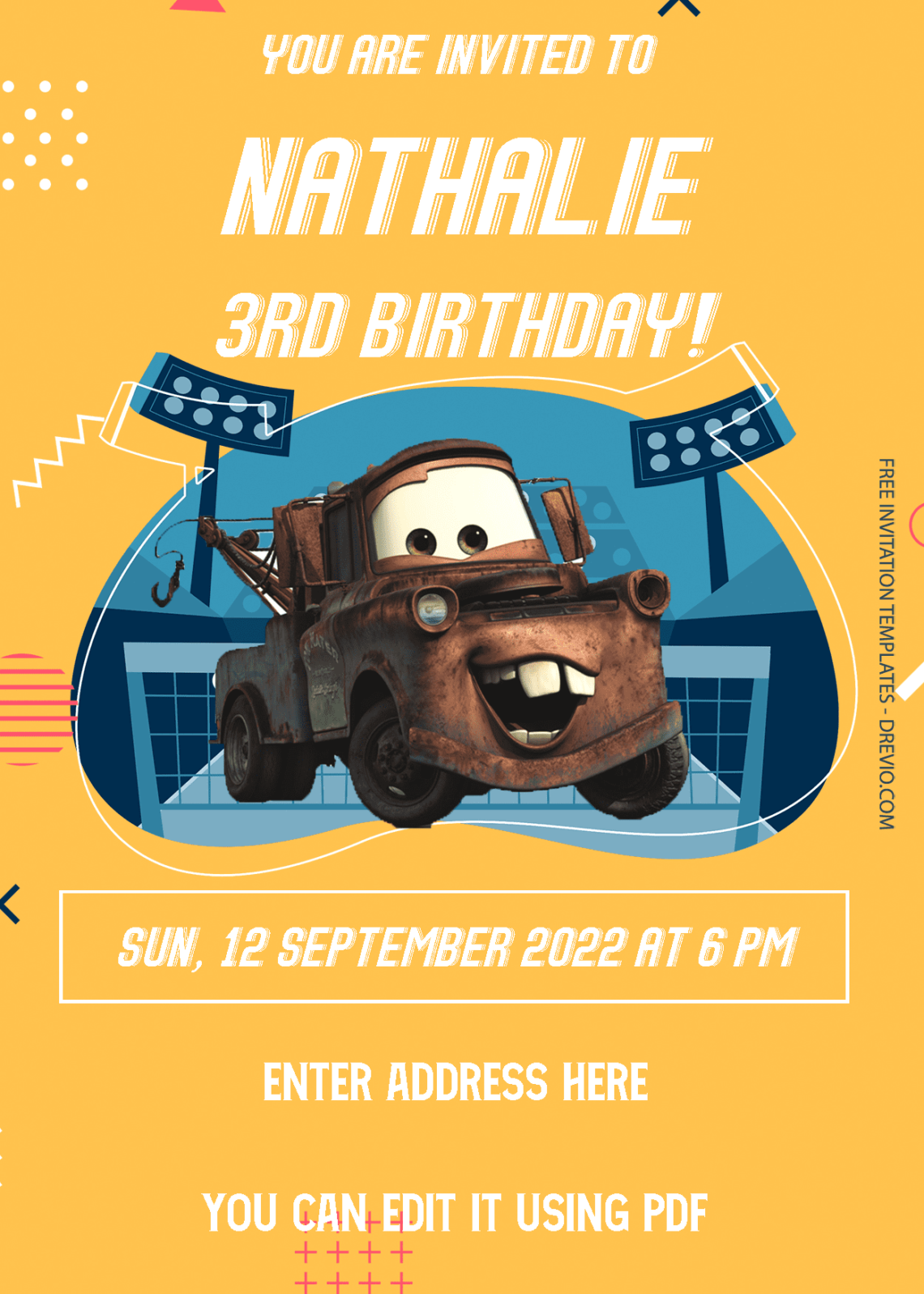 ( Free Editable PDF ) Cars Birthday Invitation Templates One