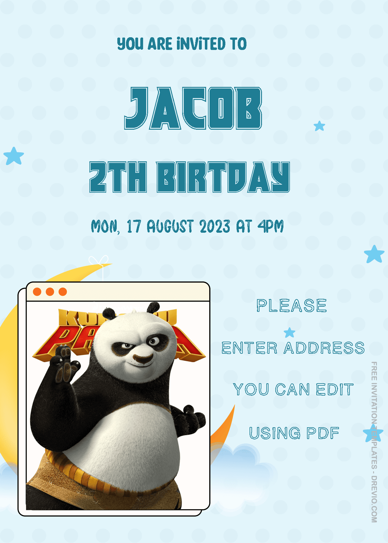 Kungfu Panda Birthday Invitation Templates One
