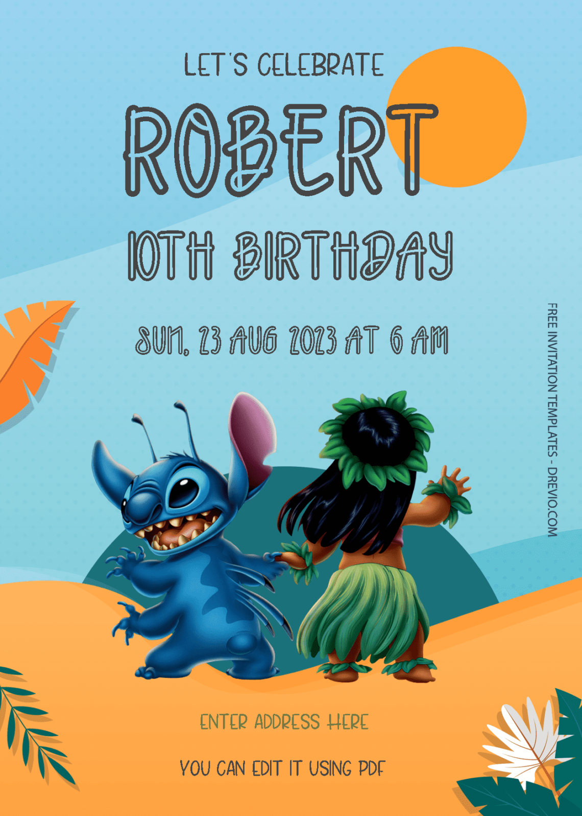 ( Free Editable PDF ) Lilo & Stitch Birthday Invitation Templates One