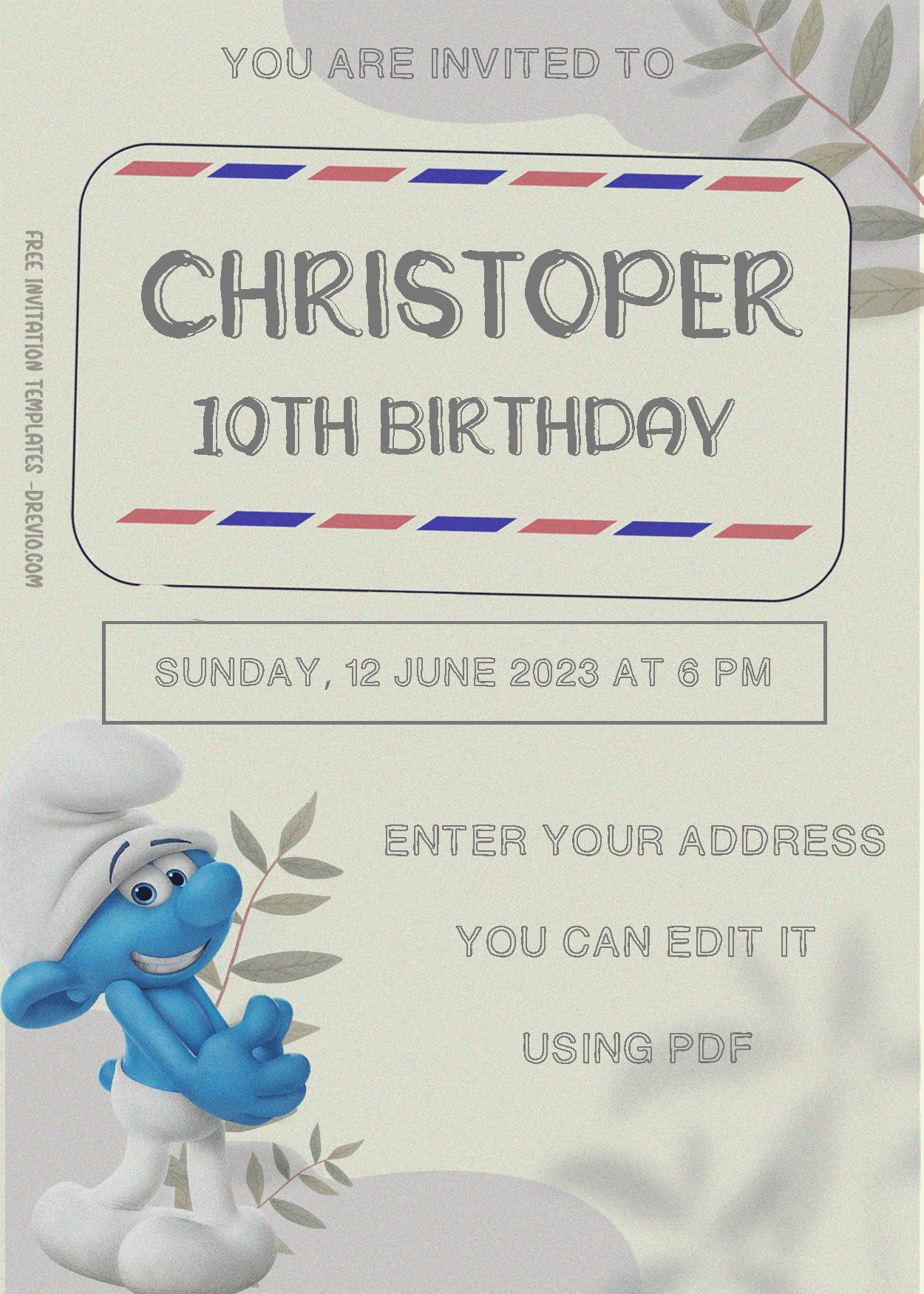 The Smurf Birthday Invitation Templates One