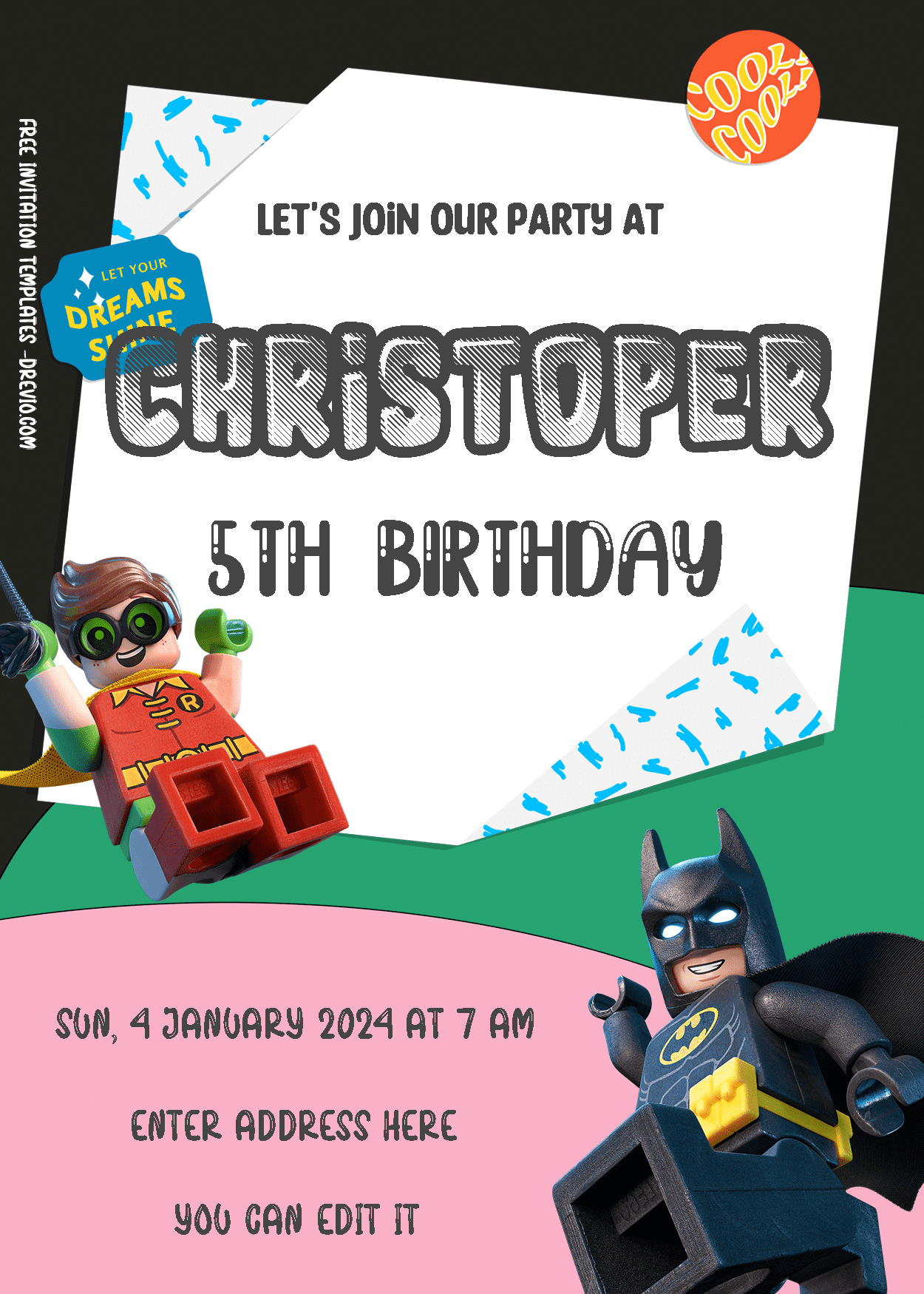 ( Free Editable PDF ) Lego Batman Birthday Invitation Templates Two