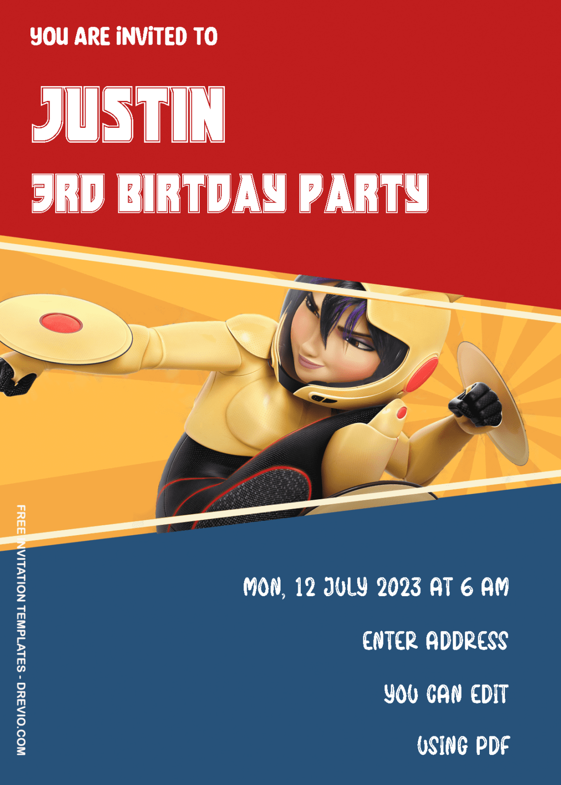 ( Free Editable PDF ) Big Hero Birthday Invitation Templates Two