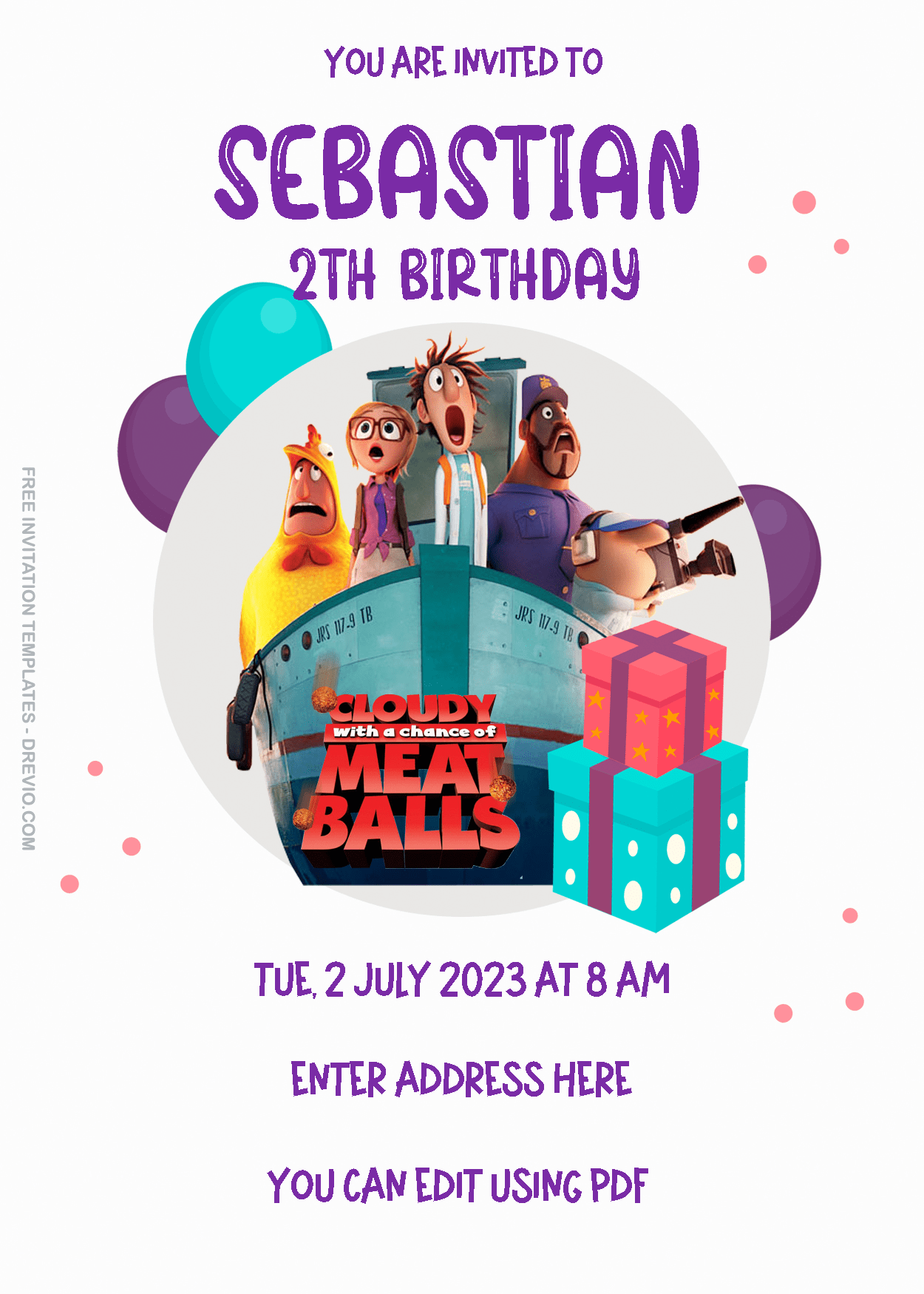 Cloudy With A Chance Of Meatballs Birthday Invitation Templates Two