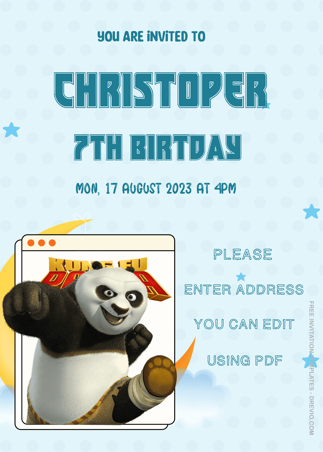 Kungfu Panda Birthday Invitation Templates Two