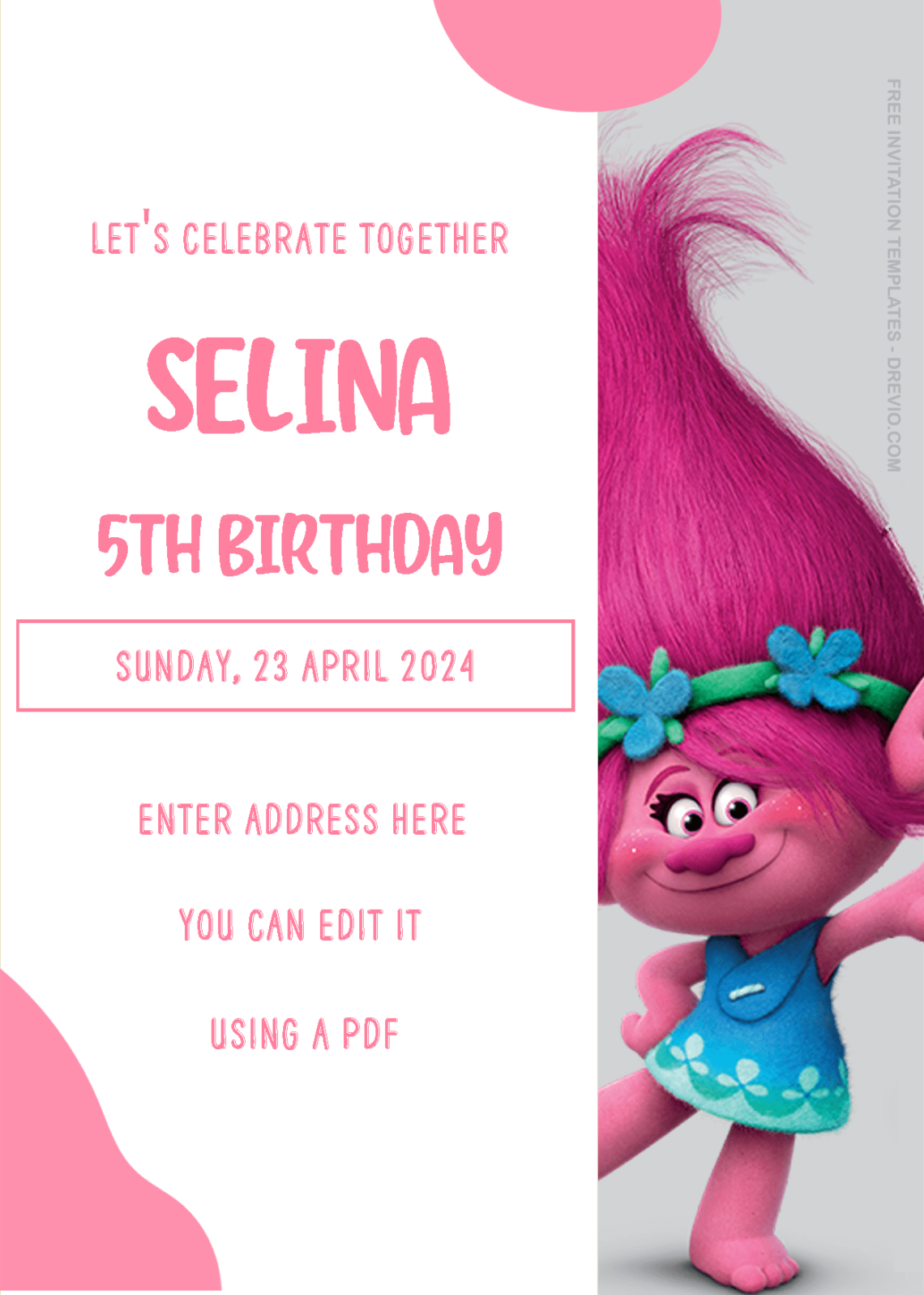 Trolls Birthday Invitation Templates Two