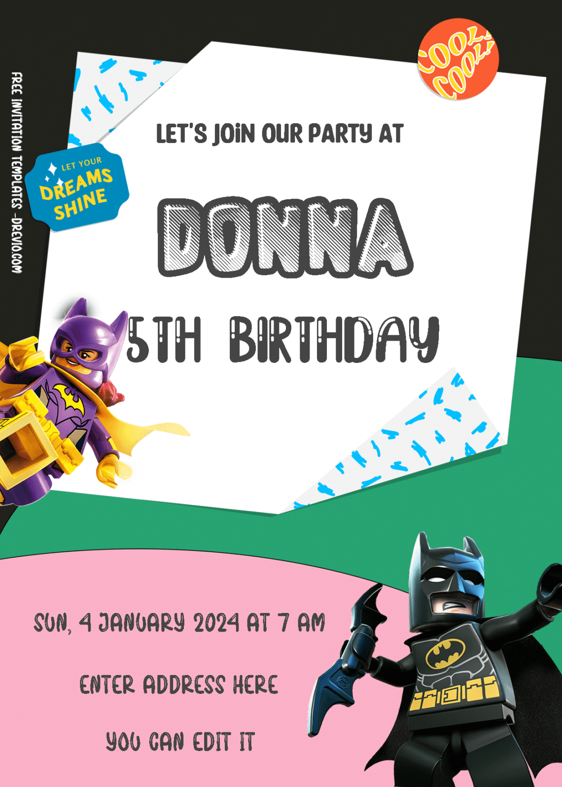 ( Free Editable PDF ) Lego Batman Birthday Invitation Templates Three