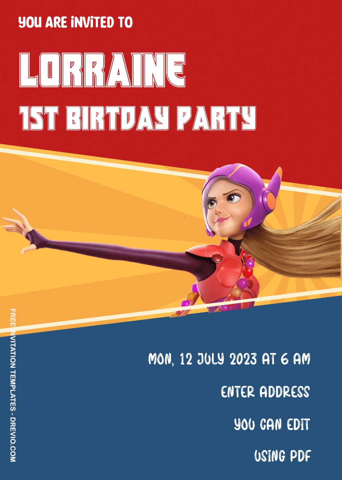 ( Free Editable PDF ) Big Hero Birthday Invitation Templates Three