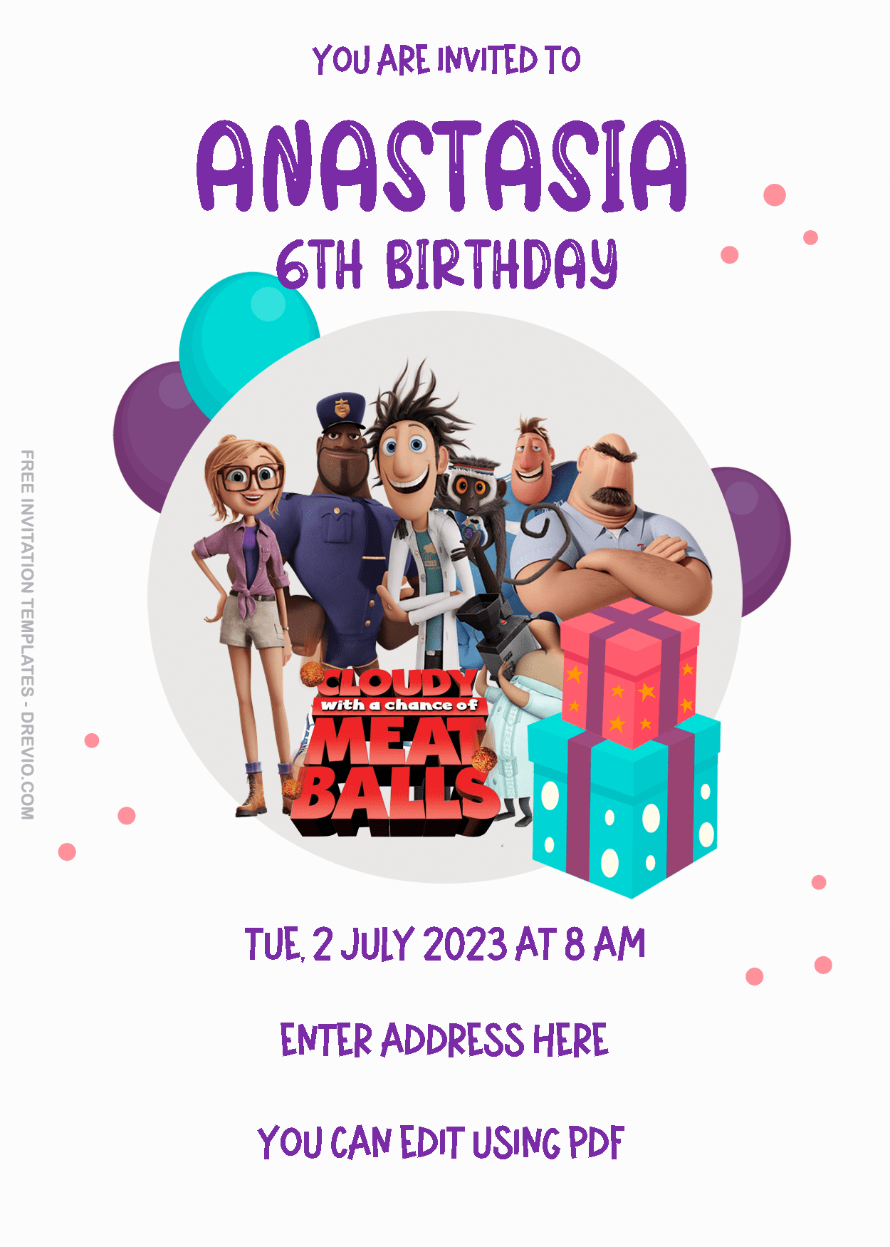 Cloudy With A Chance Of Meatballs Birthday Invitation Templates Three
