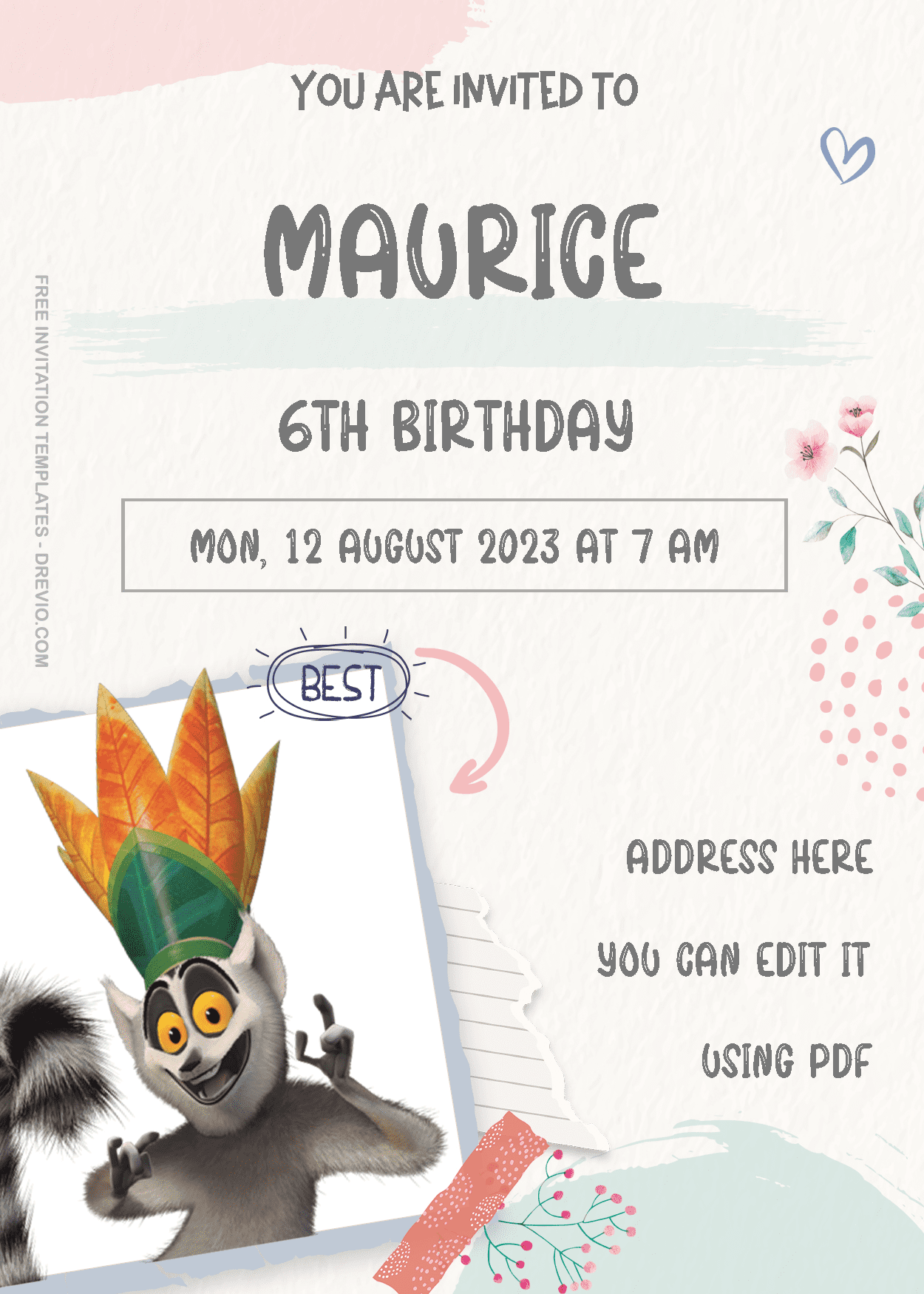 ( Free Editable PDF ) Madagascar Birthday Invitation Templates Three